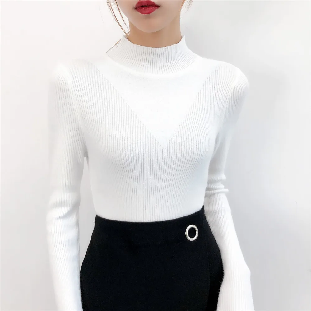 Women Knitted Sweater Pullovers long sleeve O-neck Tops Pull Femme Hiver 2018 Sueter Mujer Black White Autumn Winter Sweater Women Knitted Sweater Pullovers long sleeve O-neck Tops Pull Femme Hiver 2018 Sueter Mujer Black White Autumn Winter Sweater