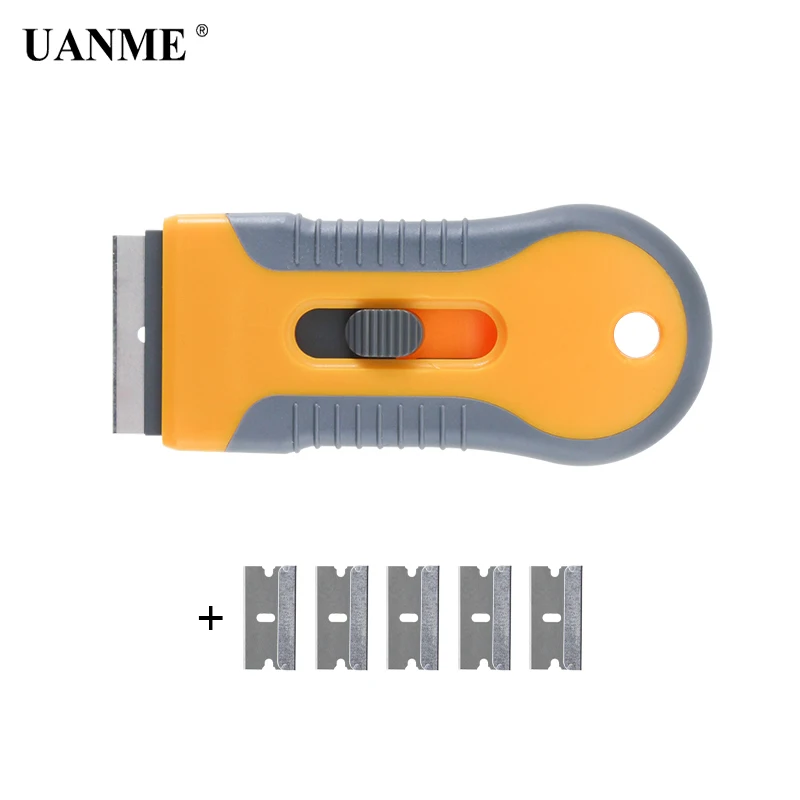 

UANME ICE Scraper Spatula Razor Scraper 5pcs Razor Blades Car Auto Sticker Glue Remover Window Tint Tools Utility Knife