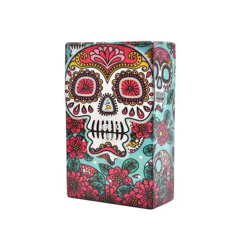 

1pc Plastic Cigarette Accessories Craft Ghost Flower Print Semi-automatic Opening Cigarette Case Storage