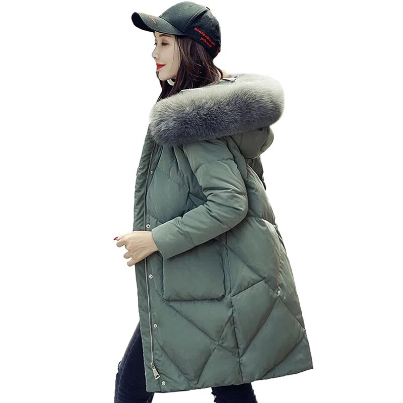 

Winter New Jacket Women high quality Fur Hooded White Duck Down Jacket Thick Warm Female Parkas Women Winter Down Coat Plus size