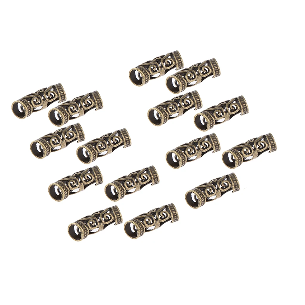 15 Pieces Hair Tube Beads Dreadlocks Beads Hair Braiding Jewelry Hair Decoration Accessories DIY Tibetan 2 Styles