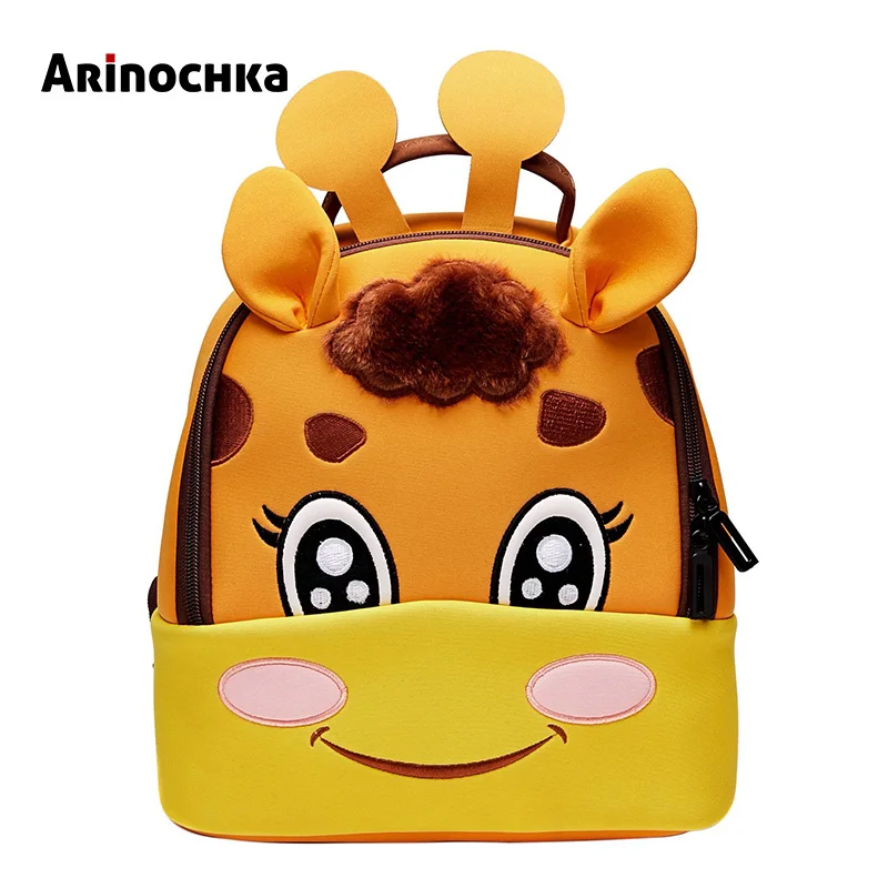 Милая маленькая детская школьная сумка с изображением Русалочки, рюкзак с изображением животных из зоопарка, Маленькая детская сумка с изображением единорога, красивая бабочка для девочек - Цвет: Giraffe