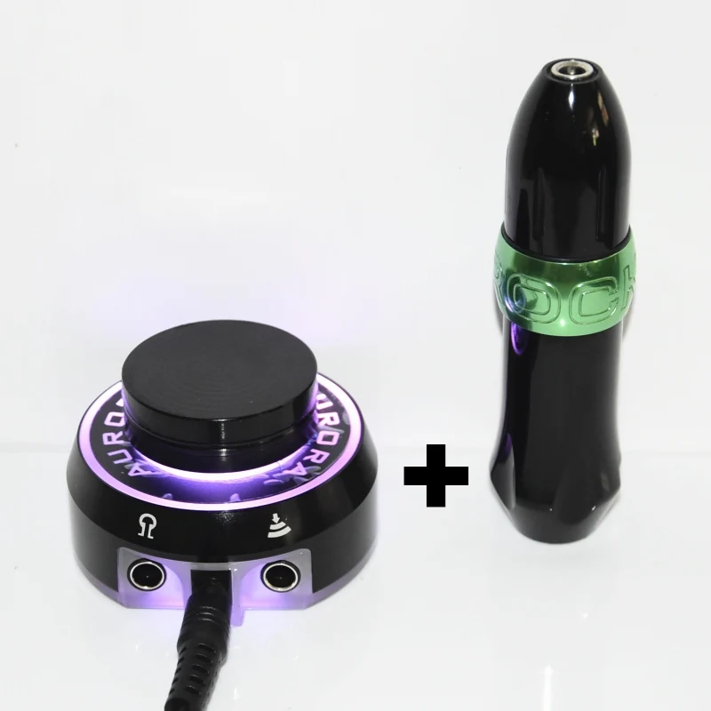 

Professional Rocket I Green Tattoo Machine pen with Aurora I LCD Tattoo Power Supply Tattoo Kits Free Shipping