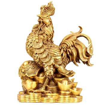 

A copper ingot cock cock ornaments Ruyi lucky money home Chicken Rooster home furnishings