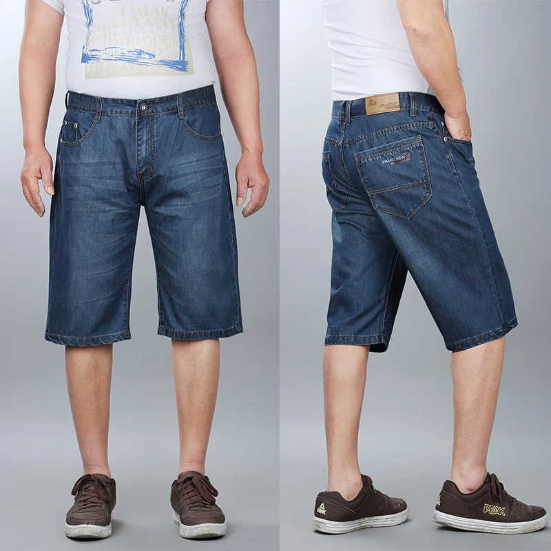 Drizzte бренд мужские, 40, 42, 44, 46, 48 50 52 плюс Размеры модные джинсовые шорты Мода короткие синие джинсы Большие высокие джинсы брюки для девочек
