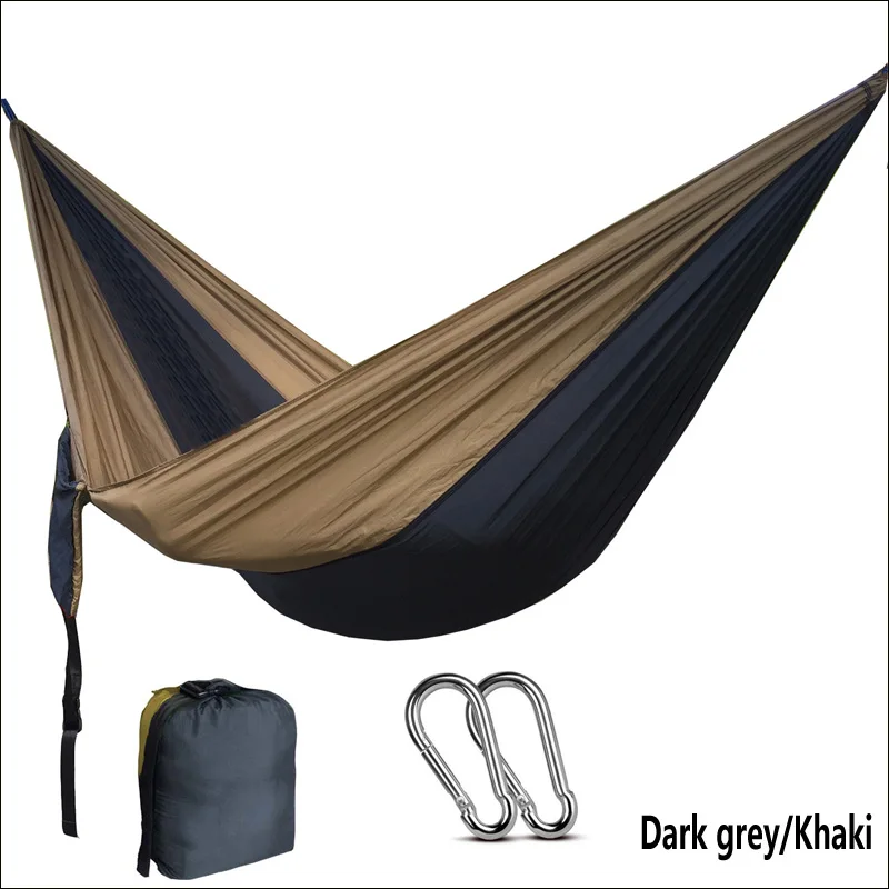 Dark grey 210 Т нейлон парашют гамак легкий Вес Открытый Отдых Портативный один гамак для отдыха hamac путешествий двойной человека hamak - Цвет: Dark grey