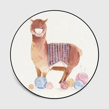 Милые Мультяшные животные, детские круглые ковры, коврики для гостиной, спальни, скандинавский декор, Круглый напольный коврик, детский игровой нескользящий ковер