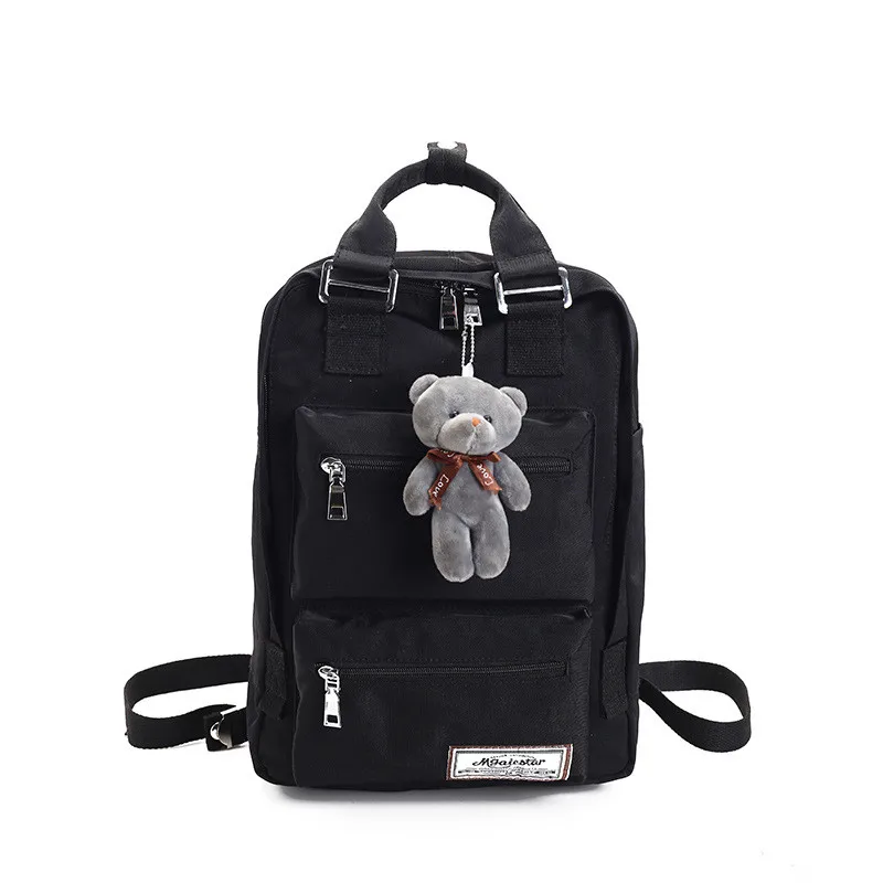 Одноцветный водонепроницаемый нейлоновый женский рюкзак в студенческом стиле, милые школьные сумки для девочек-подростков, Высококачественная дорожная сумка Mochila - Цвет: Черный