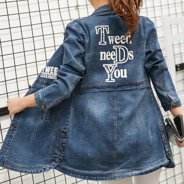 Jaket Kasual Denim Jaket Lengan 