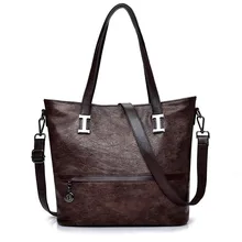 Брендовая вместительная кожаная женская сумка, дизайнерская сумка на плечо, Женская Высококачественная однотонная сумка с верхней ручкой, Повседневная Большая Сумка, Новинка