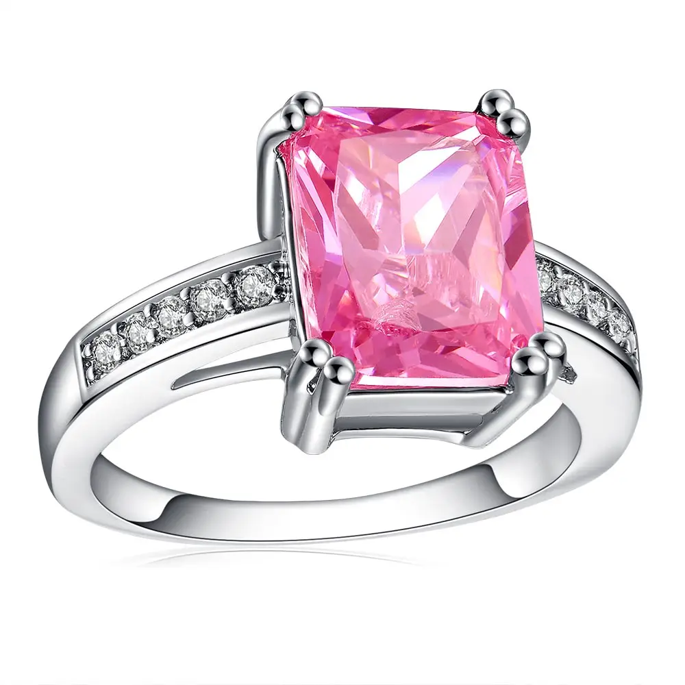 Beiver модные розовые обручальные кольца принцессы с кубическим цирконием AAA для женщин, серебряные ювелирные изделия, Женские Лучшие подарки