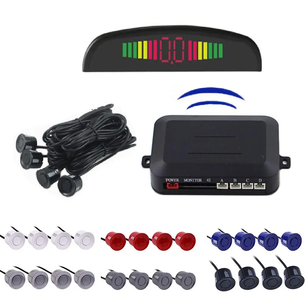 Skup 12V czujnik parkowania led z 4 czujnikami rewers Backup czujnik parkowania samochodu detektor monitor System podświetlenie wyświetlacza