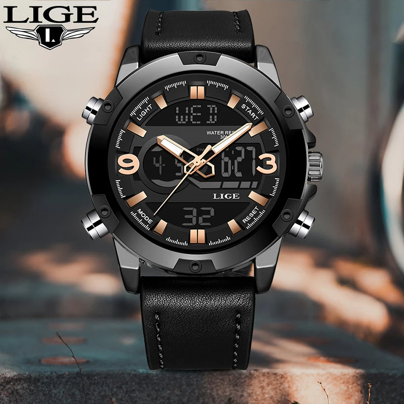2019 LIGE New Men's Fashion Sport Watch Men Black Leather Waterproof Quartz Watches Male Date LED Analog Clock Relogio Masculino 2019 LIGE New Men's Fashion Sport Watch Men Black Leather Waterproof Quartz Watches Male Date LED Analog Clock Relogio Masculino