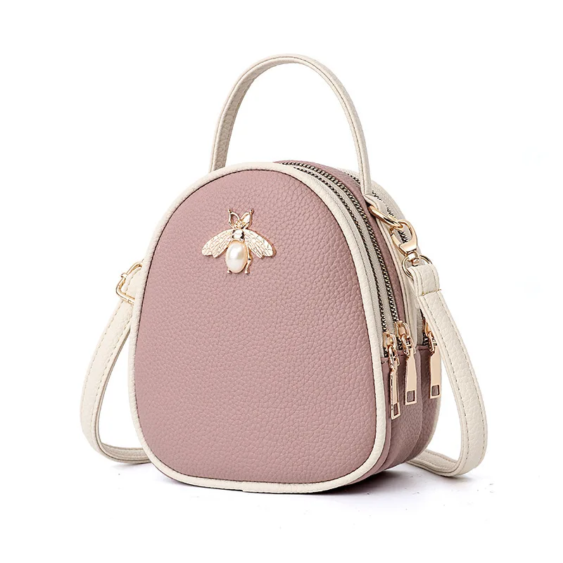 Корейский стиль маленький круглый сумочка «пчела» для женщин Элегантная розовая сумка-мессенджер - Цвет: 1