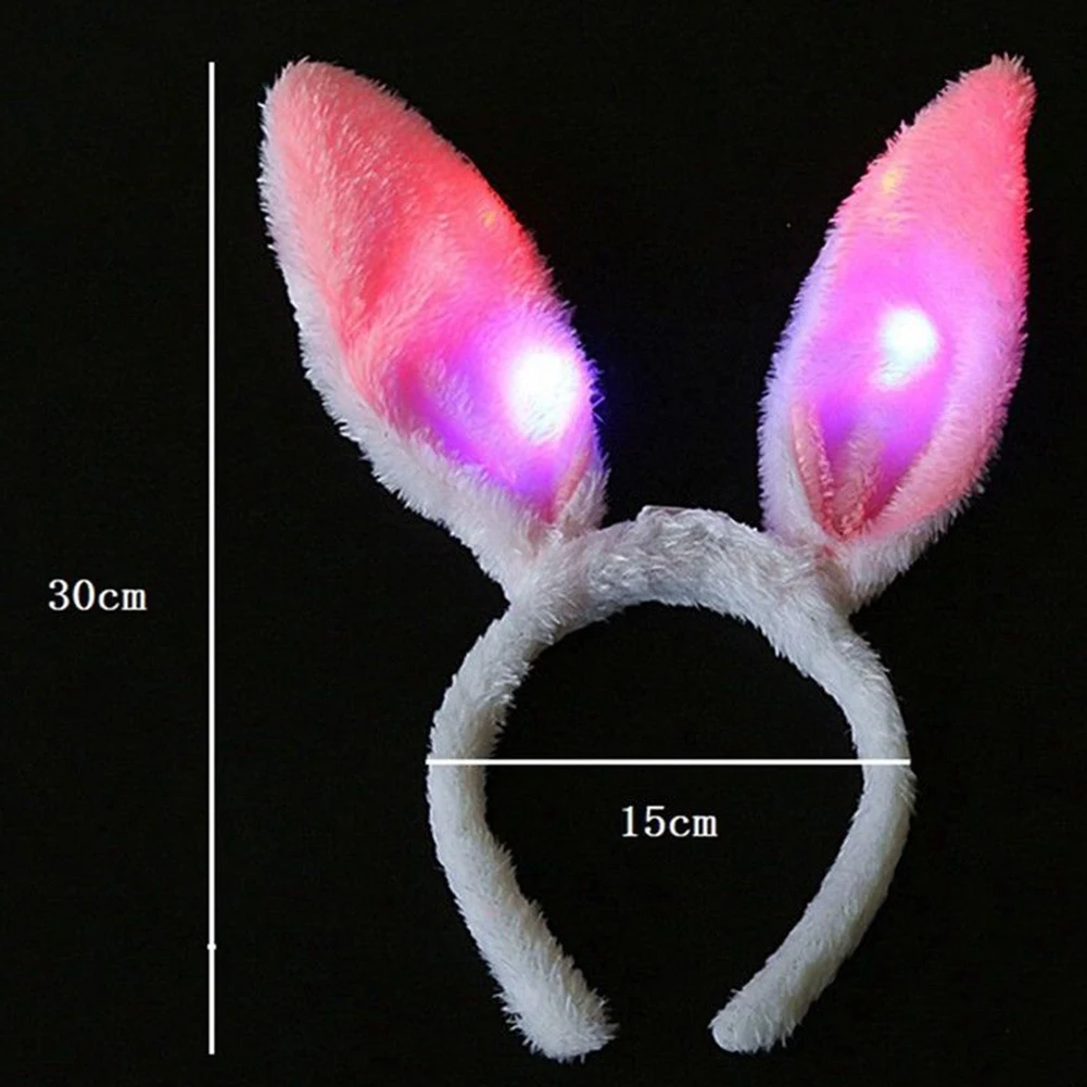 Милые модные аксессуары заячьи уши плюшевая повязка на голову для женщин Косплей Пасхальный фестиваль Детские светодиодные вечерние светильник