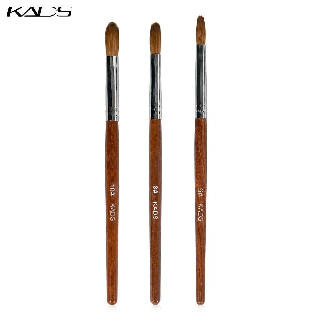 Kads 6# 8# 10# Pincel Kolinsky Acrylic Nail Brush Gel Poly Brush Crimped  Head Red Wood Handle Professional Manicure Brush - Nail Brushes - AliExpress