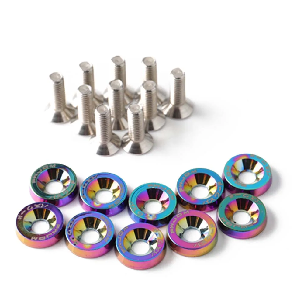 Aluminum Fender Washers Bolt License Plate Bolts M6x20 10 Pieces Fender Washers