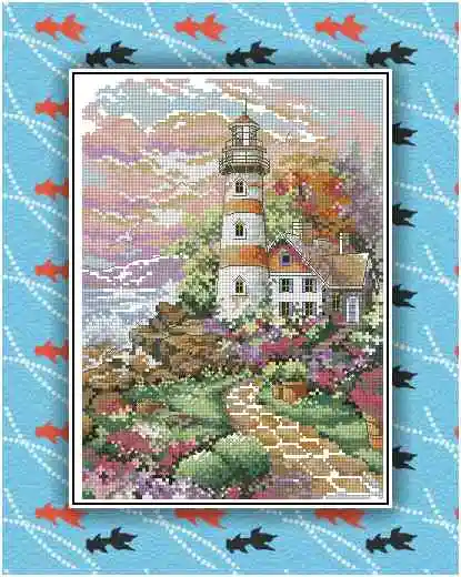

Gold Collection lovely counted cross stitch kit Beacon at Daybreak Scenic Lighthouse Light House dim 06883 6883 26X33CM