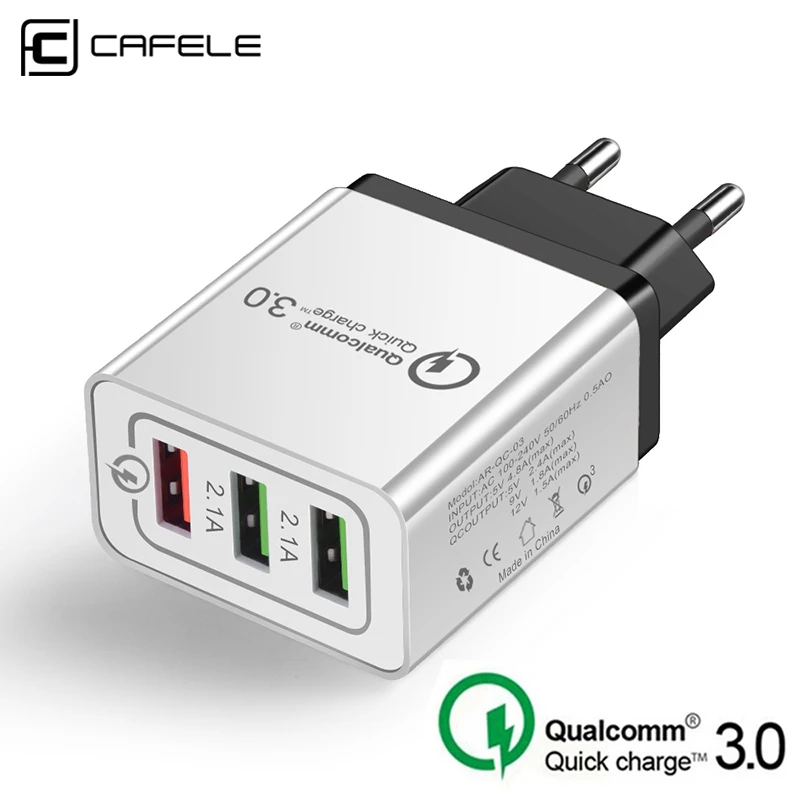 CAFELE USB зарядное устройство 18 Вт Quick Charge 3 0 быстрое с европейской вилкой для