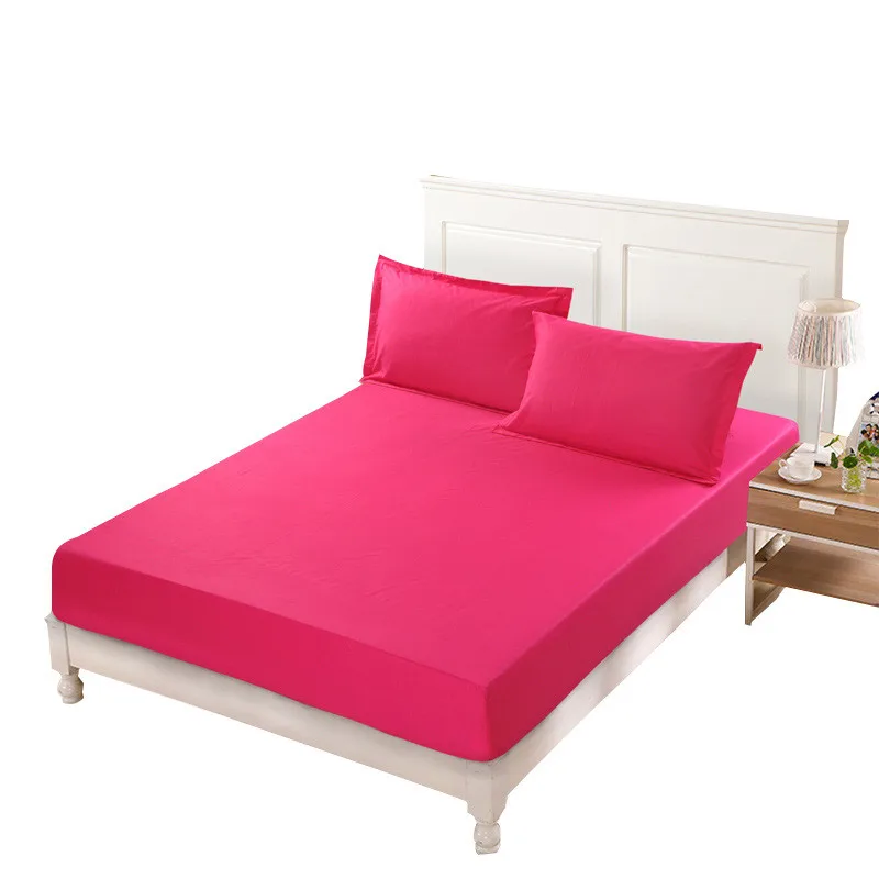 

1 Piece 100% Cotton Fitted Sheet Rose Red Color Bed Sheet For Single Double Bed Kids Adults XF635-6 (No Pillowcase)