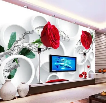 

Custom Any Size 3D Mural Wallpaper Rose Flower 3D Living Room Sofa TV Background Wall Decoration Mural Wallpape