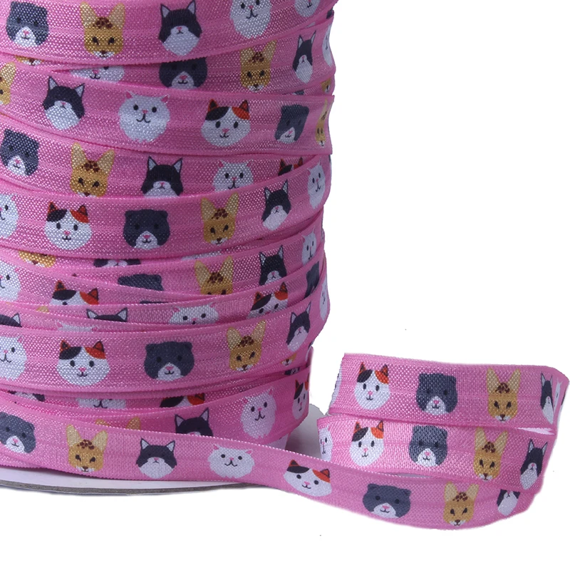 

(50 yards/lot) Flora Ribbons 5/8" animal printed cartoon character foe fold over elastic ribbon for kids DIY