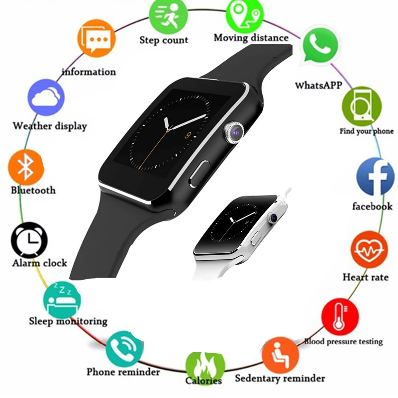 

Reloj Deportiva con Bluetooth Wrist Watch Smart Watch Sport Passometer Smartwatch with Camera Support SIM Card for Android Phone