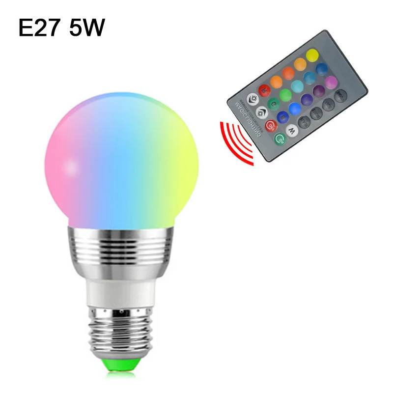 E27 светодиодный 16 Цвет RGB Волшебная светодиодная лампочка 5/10/15 Вт 85-265V RGB светодиодный лампа Spotlight+ ИК-пульт дистанционного управления Управление светодиодный лампы для дома - Испускаемый цвет: RGB E27 5W