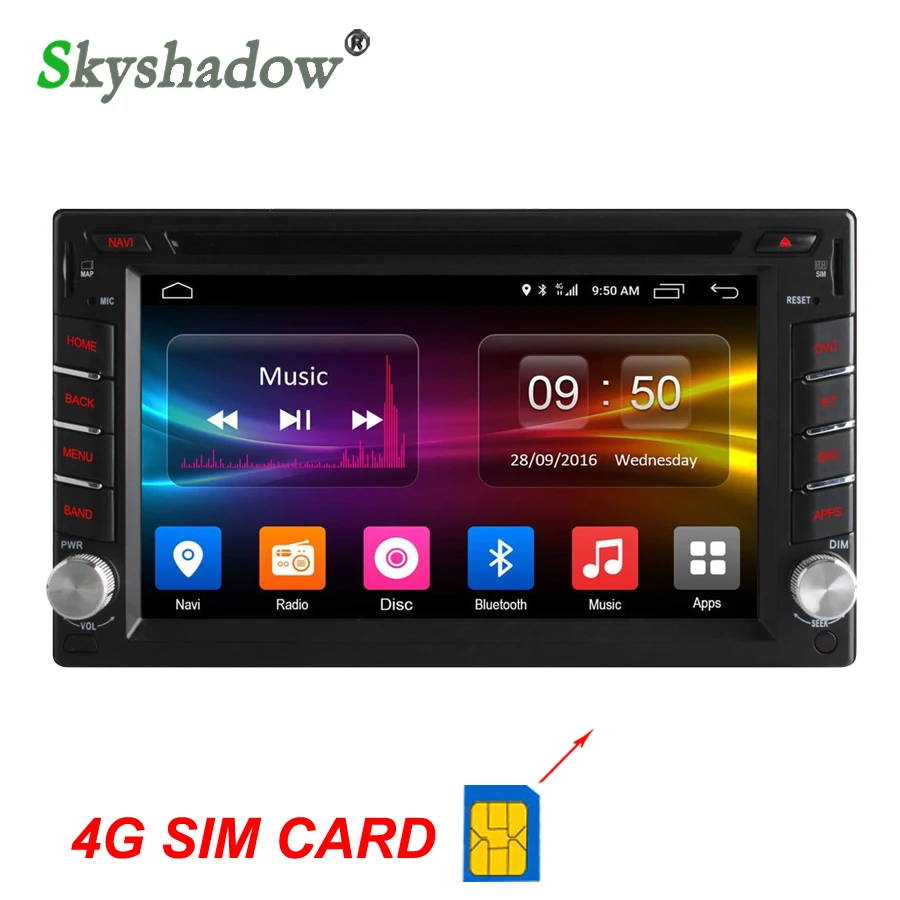 C500 4G SIM LTE Android 6 0 8 Core 2GB ram для универсального 2 din автомобильного dvd-плеера gps карта