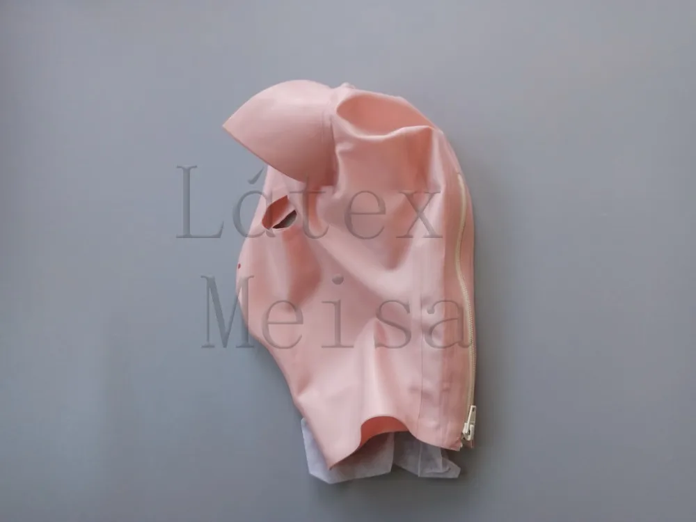 

Animal cat design latex hoods Fetish open eyes and nostrils with back zip for women