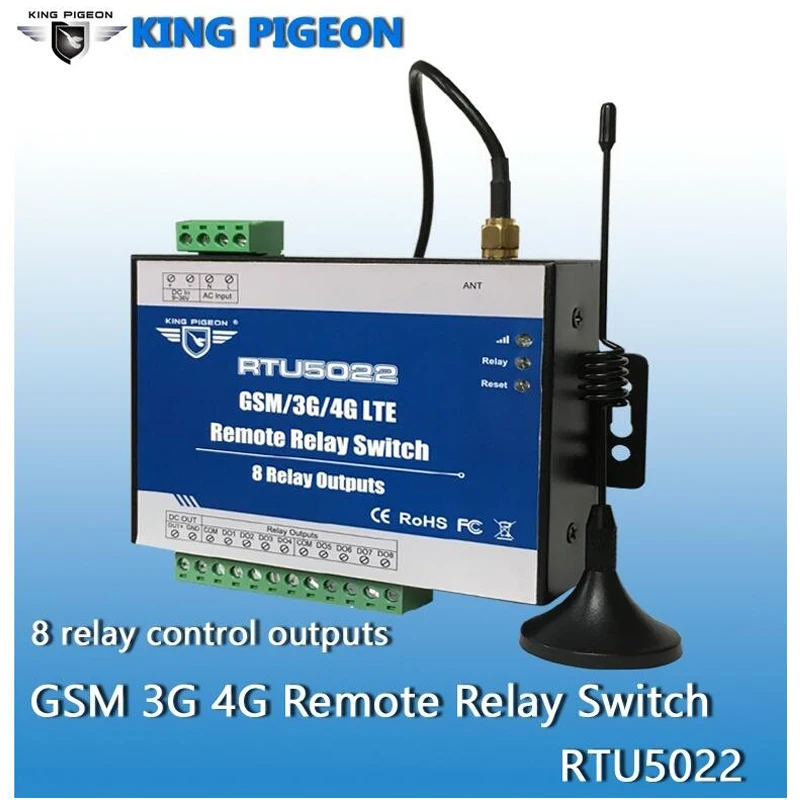 RTU5022 промышленного класса GSM/3g/4 г SMS реле с удаленным управлением Настенные переключатели встроенный протокол TCP/IP подходит для IOT устройств 8 релейных выходов