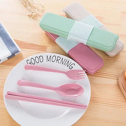 

Dinnerware sets Portable Utensils Tableware Cutlery Wheat Straw Spoon Fork Chopsticks