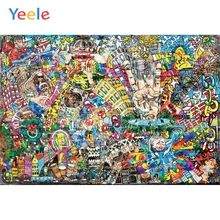Yeele Decadent Graffiti Wall Grunge City Kids Baby Personalized Photographic Backdrops Photography Backgrounds For Photo Studio decadent