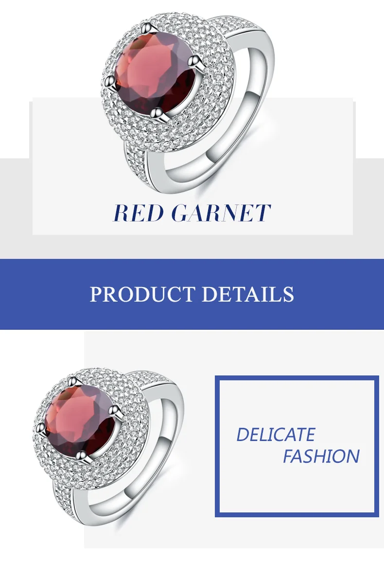 Gem's Ballet 3.15Ct натуральный красный гранат драгоценный камень кольцо 925 пробы серебро обручальные коктейльные кольца для женщин хорошее ювелирное изделие