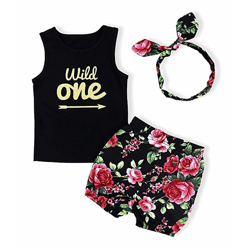 

3PCS Summer Newborn Kids Baby Girls Clothes Set Summer Outfits Girl Costume Children Clothing T-shirt Tank Tops Flower Pants