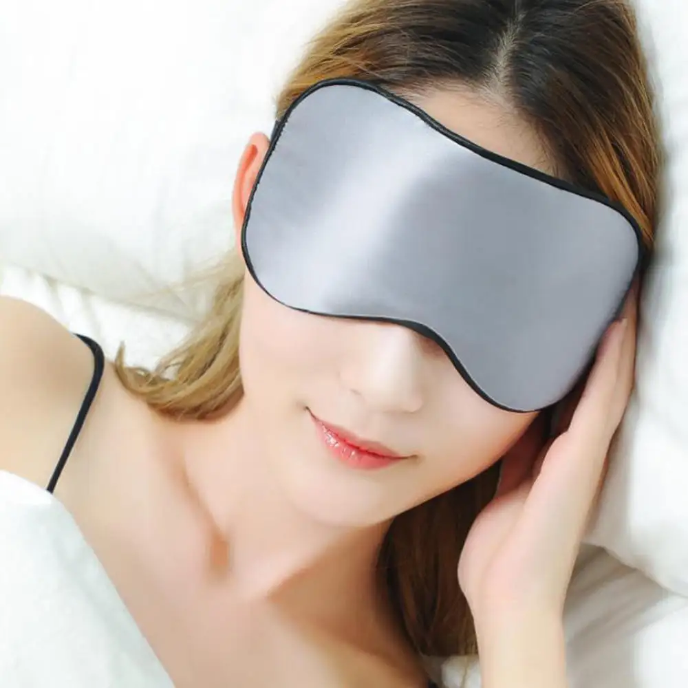 Ледяная шелковая маска для сна натуральный спальный глаз маска-козырек для глаз повязка для глаз для женщин и мужчин мягкая портативная повязка на глаза для путешествий - Цвет: Серебристый