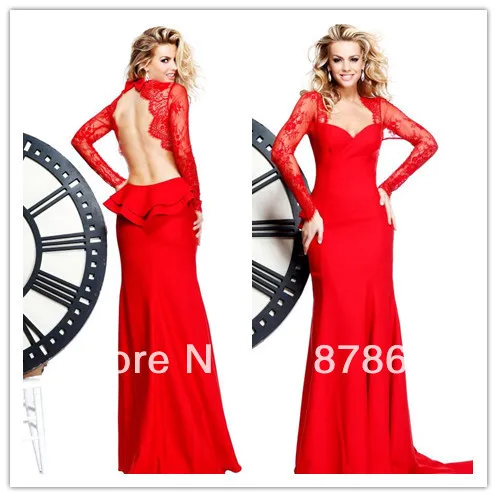 Sexy Open Back Red Prom Dresses 2014