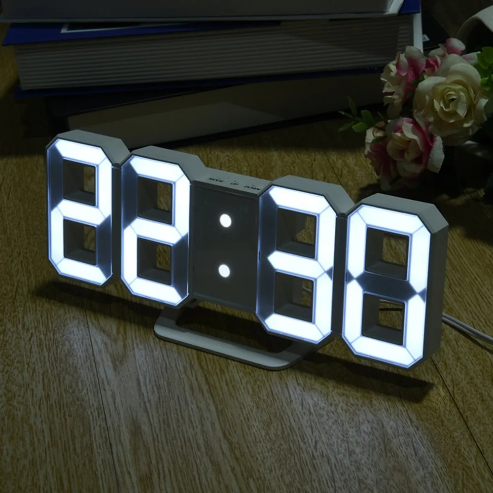 Мульти-использовать 8 фигурный светодиодный Дисплей Настольные Цифровые настольные часы 3х рычаговая из светильник: яркий интервал повтора Настройка USB зарядка