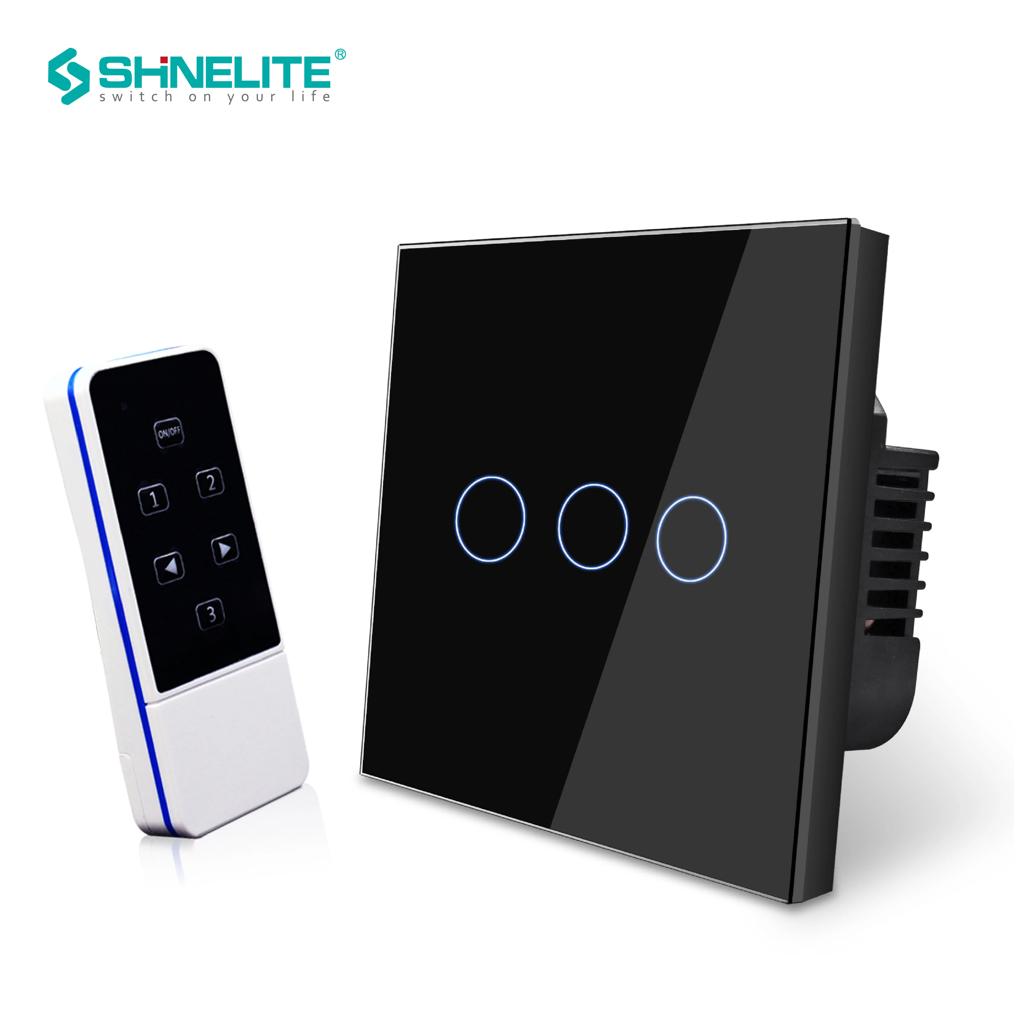 EU Standard Wireless touch Switch, Remote Control touch switch, 3 Gang