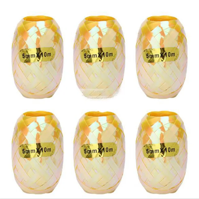 6pcs/lot White Laser Gold Foil Latex Balloon Ribbon Wedding Gifts Birthday Party Decoration DIY Balloon Accessories 5mm X10m