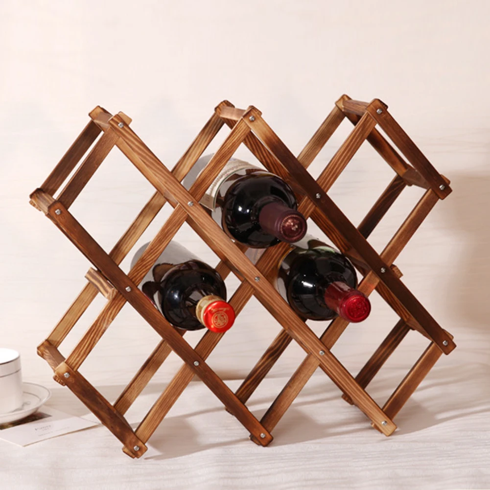 1Pcs High Quality New Solid Wood Folding Wine Racks Foldable Wine Stand Wooden Wine Holder 10