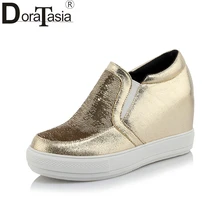 DoraTasia/весенне-осенние лоферы на платформе, большие размеры 32-45, без шнуровки, с эластичной лентой, женская повседневная обувь, увеличивающая рост