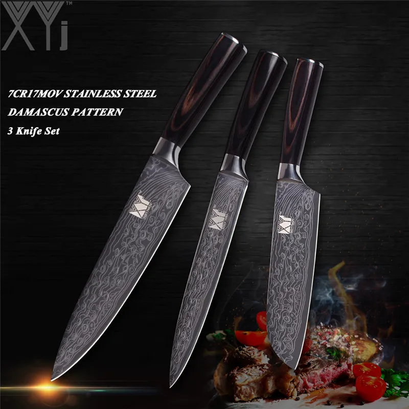 

XYj Imitation Damascus Pattern Stainless Steel Kitchen Knives Set Ultra Sharp Multi-purpose Chef Knife Set Kitchen Accessories