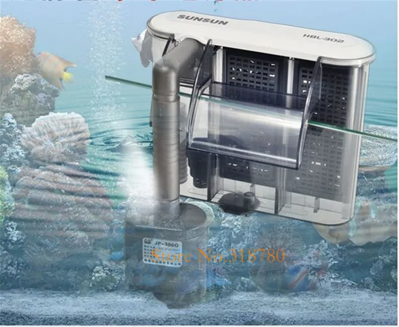 

SUNSUN 3W 350L/H Aquarium Fish Tank Multi-function External Hang On Filter Aquarium Waterfall Filter Pump Accessories HBL302