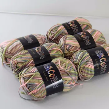 

Sale 6ballsx50g Soft Cotton Baby Yarn New Hand-dyed Wool Socks Scarf Knitting yarn green pink brown mixed 2075-21-6