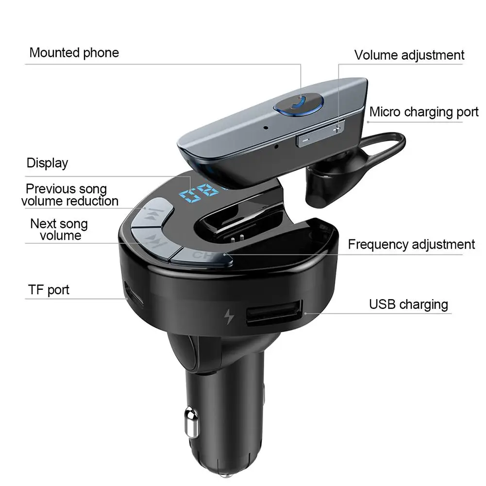 V8 автомобильный fm-передатчик Bluetooth с наушниками гарнитура MP3-плеер подходит для всех устройств, таких как Android и IPhone