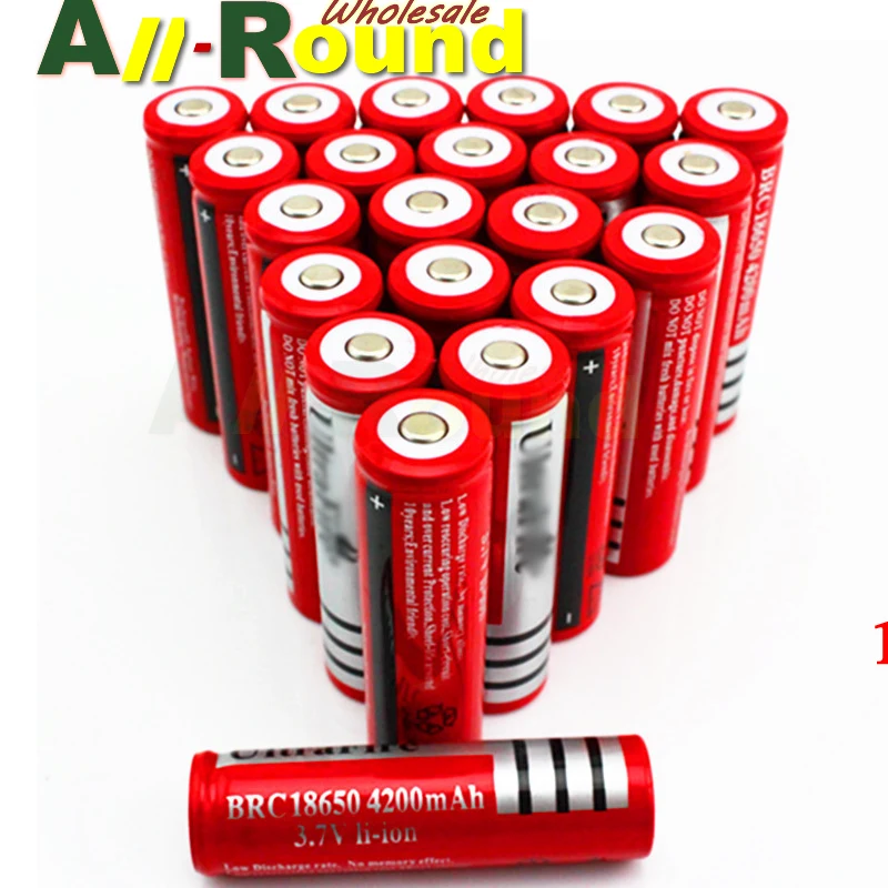 500PCS/LOT For lithium battery flashlight 18650 4200MAH capacity to