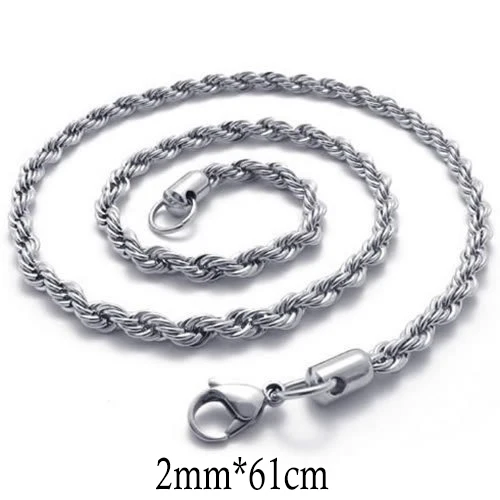 

Rope Chain Jewelry Neckalces Tungsten Stainless Steel Necklace Popular Fashion Chain Necklaces Length 45.7cm Width 0.4cm