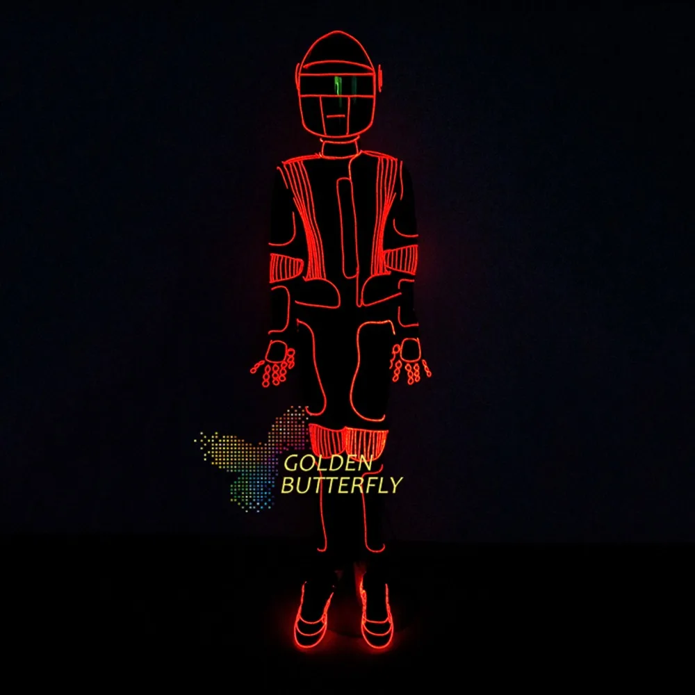 Best Price EL Cold light Costume Glowing Dance Clothing Luminous Scintillation Costumes Men EL Clothes Cold Strip Party With LED Suits