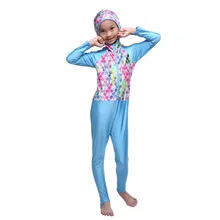 Детская одежда для девочек с быстрой сухой купальник Мусульманский купальник для мусульман с цветочным принтом двойной крючок с насадкой брюки 1 шт., новинка